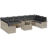 vidaXL 11 delni vrtni kavč set z blazinami svetlo siva poli ratan | Shoptok.si