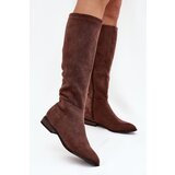 Boto Suede Boots With Flat Heel Brown Eelin Cijene