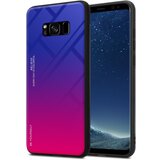 Cadorabo Ohišje, združljiv s Samsungom v vijolični - rdeči - dvobarvni zaščitni pokrov iz silikona TPU in hrbta iz kaljenega stekla, (20573506) | Shoptok.si