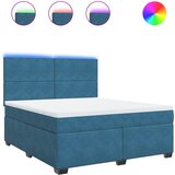 vidaXL Box spring postelja z vzmetnico modra 180x200 cm žamet, (21310126) | Shoptok.si