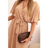 Kesi Włoski Dress with a wrap neckline camel | shoptok.hr