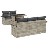  Set od 6 vrtnih sofa s jastučićima svijetlosivog poli ratana | shoptok.hr