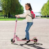  Dječji skuter 2-kotačni skuter s trepćućim kotačima i postoljem za vožnju, ružičasti | shoptok.hr