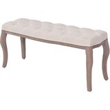  Klupa od Tkanine i Masivnog Drva 110x38x48 cm Krem Bijela | shoptok.hr