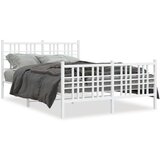 vidaXL Kovinski posteljni okvir z vzglavjem in vznožjem bel 120x200 cm | Shoptok.si