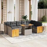 vidaXL 10-dijelni set vrtnih sofa od poliratana s jastucima sivi | shoptok.hr