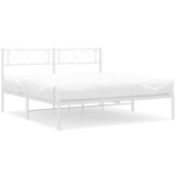 Maison Chic Kovinski Posteljni okvir - Dvoposteljna postelja - Zakonska postelja z vzglavjem bel 135x190 cm, (21693223) | Shoptok.si