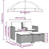 vidaXL Vrtni dvosjed sa suncobranom i tabureima bež od poliratana | shoptok.hr