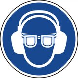  Samoljepljiva naljepnica upozorenja - zaštita za oči i sluh 100 mm | shoptok.hr