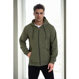 Dewberry 94090 Kangaroo Pocket Hooded Zipper Mens Sweatshirt-Khaki Cene