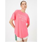 Koton Oversize Sports T-Shirt Slogan Printed Crew Neck Short Sleeve cene