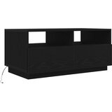  Klub stolić s LED svjetlima crni hrast 90x49x40 cm | Shoptok.si