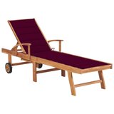 The Living Store Ležalnik z vinsko rdečo blazino trdna tikovina - Ležalnik, (21483464) | Shoptok.si