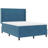 Box spring krevet s LED trakama Plava 160 x 200 cm Baršun - Tamno plava 160 x 200 cm Prošiveno gumbima | shoptok.hr