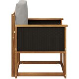  Srednja sofa za van Čvrsto drvo akacije Prirodna - Prirodna i svjetlosiva Crni rattan | shoptok.hr
