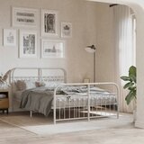 Maison Chic Kovinski Posteljni okvir - Dvoposteljna postelja - Zakonska postelja z vzglavjem in vznožjem bel 140x190 cm, (21696257) | Shoptok.si