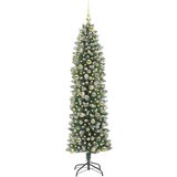 vidaXL Umetno vitko božično drevo med 300 LED Zelena in bela 210 cm | Shoptok.si