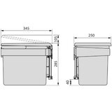 Emuca ugradna kanta za smeće 15 l, siva, 285x345x250 cm | ePonuda.com