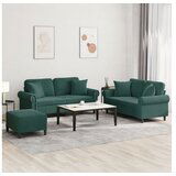 vidaXL 3-dijelni set sofa s jastucima tamnozeleni baršunasti | shoptok.hr