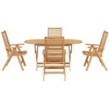  Vrtni set za objed 5 kom. Smeđa Čvrsto teak drvo | shoptok.hr