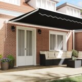 vidaXL Ročna retractibilna tenda Črna 500x300 cm, Tenda zamenjavna tkanina za 5x3 m okvir Črna | Shoptok.si