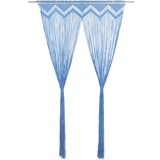 vidaXL Zavesa makrame modra 140x240 cm bombaž | Shoptok.si
