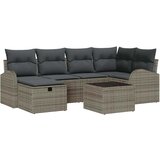 vidaXL 7-delni vrtni kavč set z blazinami siva poli ratan | Shoptok.si