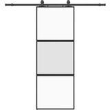  Klizna vrata s priborom crna 76 x 205 cm kaljeno staklo | shoptok.hr