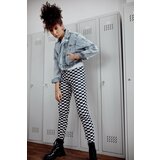 Fasardi Women's dark blue checkerboard leggings Cene