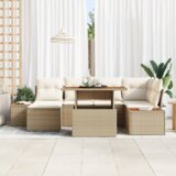 vidaXL set od 7 vrtnih kauča s jastučićima bež poli ratan | shoptok.hr