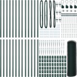 vidaXL Šesterokotna ograja Zelena 0,6x50 m Jeklo, Ograjni stebri s konico 13 kos Ø32 mm 80 cm Galvanizirano jeklo | Shoptok.si
