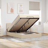 vidaXL Otomanska postelja z vzmetnico & LEDs krema 140x200 cm Tkanina, (22011912) | Shoptok.si
