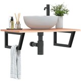  The Living Store Stenska polica za umivalnik jeklo in trdna hrastovina - Polica Za Umivalnik, (21554218) | Shoptok.si