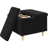  Otoman za pohranu s jastukom Crna 60 x 60 x 45 cm Baršun - Crna 60 cm Baršun | shoptok.hr
