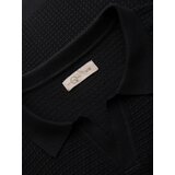 Ombre Men's knitted unbuttoned polo shirt - black | Shoptok.si