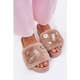 Boto Women's Platform Slippers With Fur And Gold Accessories Beige Livira | Shoptok.si