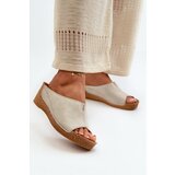 Kesi Comfortable women's wedge slippers Inblu Beige Cene