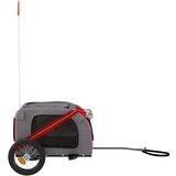 Prikolica za bicikl za pse crveno-siva od tkanine i željeza | shoptok.hr