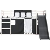 Krevet na kat s toboganom i zavjesama bijelo-crni 90 x 190 cm | Eponuda.com