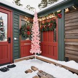  Tanka umjetna polovica božićnog drvca sa stalkom roza 240 cm | shoptok.hr