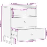  Noćni ormarić smeđe-crni 50x33x60 cm od masivnog drva manga | shoptok.hr
