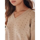 DStreet amski sweter z dekoltem V VERALIA kamelowy | shoptok.hr