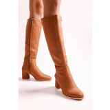 Shoeberry Women's Kiella Brown Suede Heeled Boots with Brown Suede cene