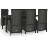  7-dijelni vrtni blagovaonski set crno-sivi od poliratana | shoptok.hr