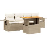 Maison Chic Seti vrtnega pohištva - Vrtna garnitura - Vrtni pohištvo set 5-delna z blazinami bež poli ratan, (21816430) | Shoptok.si