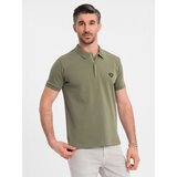Ombre Men's polo shirt with zip neckline - olive | Shoptok.si