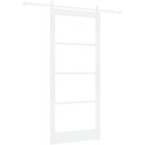  Klizna vrata 93 x 211 cm Masivna borovina i staklo Bijelo | shoptok.hr