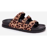 Boto Ladies Slippers With Straps And Buckles In Leopard Print Brown Uliri | Shoptok.si