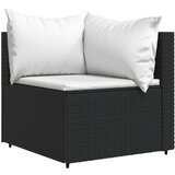 Maison Chic Vrtni kotni kavč - Zunanji kavč z blazinami črn poli ratan, (22041052) | Shoptok.si