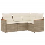 Maison Chic Seti vrtnega pohištva - Vrtna garnitura - Vrtni pohištvo set 4-delna z blazinami bež poli ratan, (21815692) | Shoptok.si
